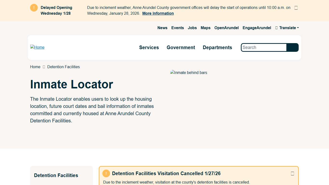 Inmate Locator Anne Arundel County Government